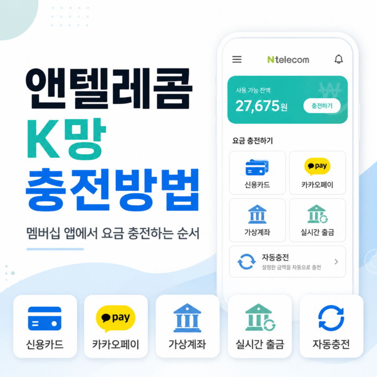 앤텔레콤 K망 충전방법과 멤버십 앱 요금 충전 순서 안내 대표이미지